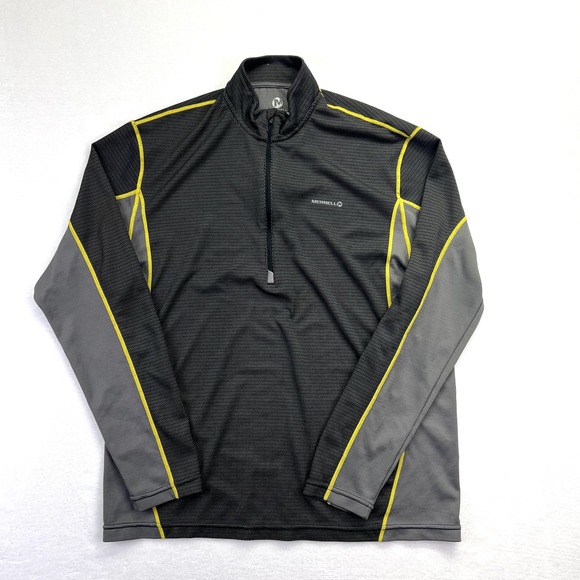 Merrell Other - Merrell Mens SelectWick Quarter Zip Pullover‎ Charcoal Grey Yellow L MF20739